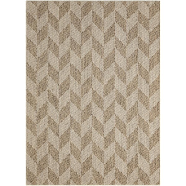 Nicole Miller Patio Country Calla Beige/Brown 5 ft. x 7 ft. Geometric Indoor/Outdoor Area Rug