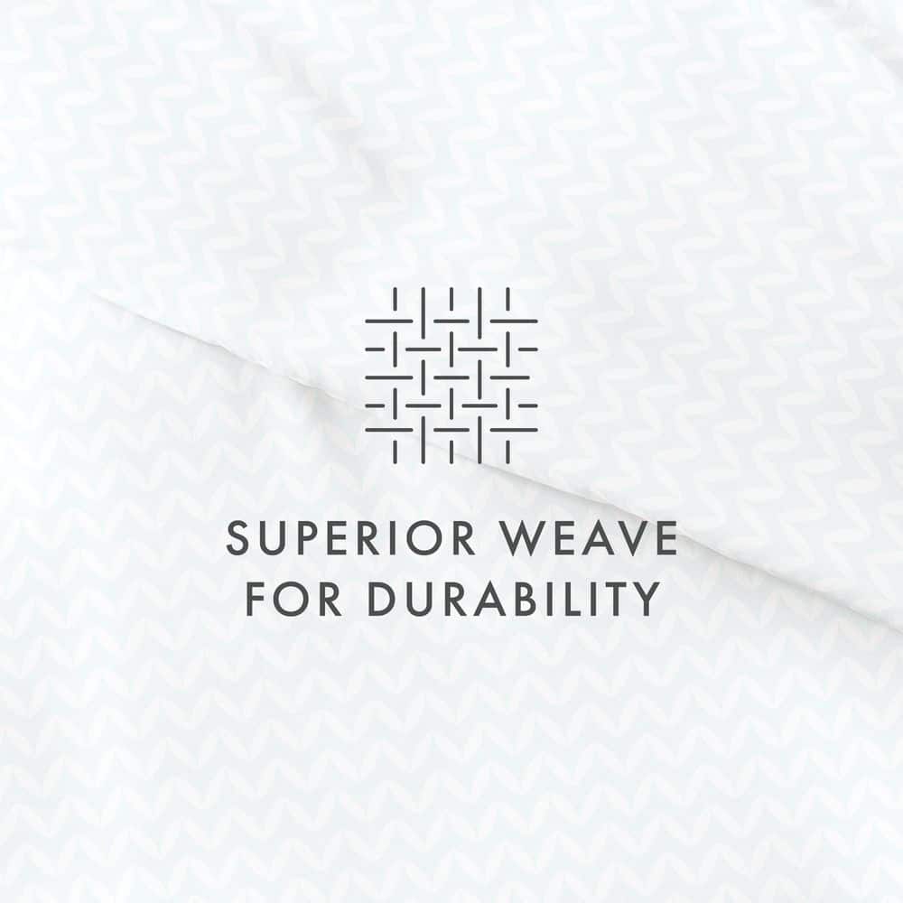 Light Blue Chevron Twin Duvet Cover Set with Shams