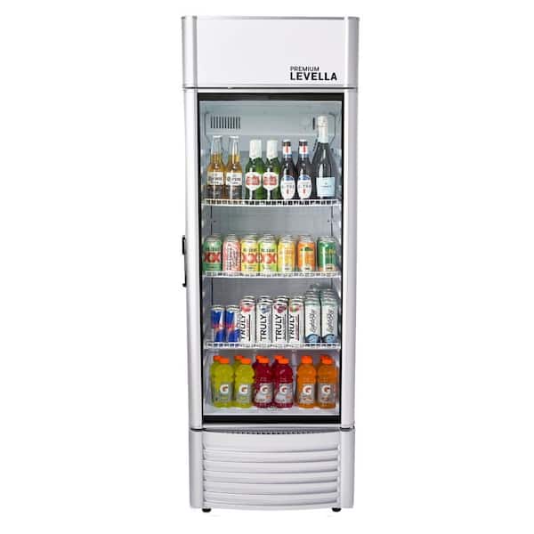 Premium LEVELLA 6.5 cu. ft. Commercial Upright Merchandiser Display Refrigerator Glass Door Beverage Cooler in Silver