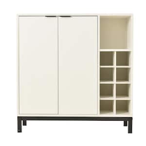 34 in. K and K White Sideboards and Buffets w/ Storage Coffee Bar Cabinet Wine Racks Storage Server Dining Room Console
