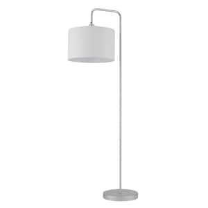 Barden 58 in. Silver Finish Floor Lamp with White Fabric Shade