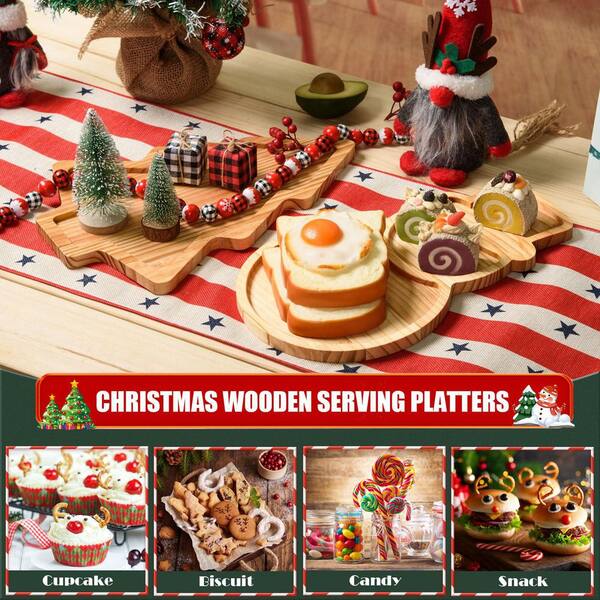 KHKFY Ceramic 2-Piece Wooden Christmas Charcuterie Board Set 14.17