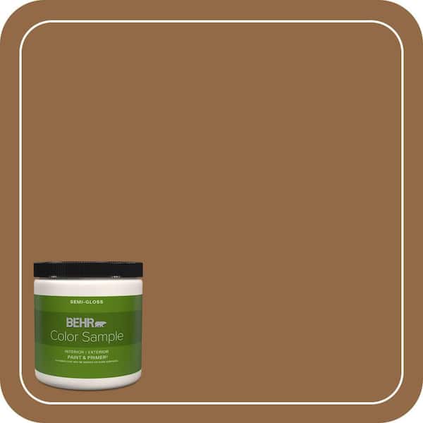 BEHR PREMIUM PLUS 8 oz. #QE-31 Barcelona Brown Semi-Gloss Interior/Exterior Paint & Primer Color Sample