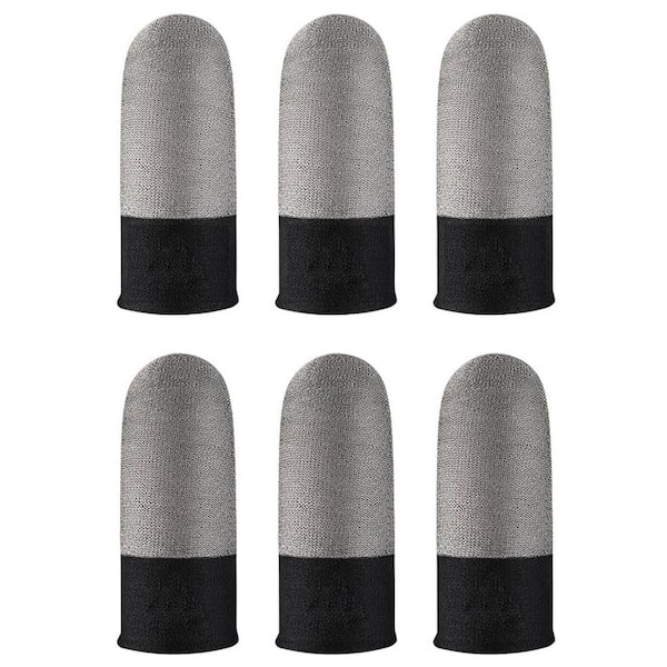 Gaming Finger Sleeves 6-Pcs 0.29mm Ultra-Thin Silver Fiber Anti-Sweat Breathable Touchscreen Thumb Cover Fit for Devices