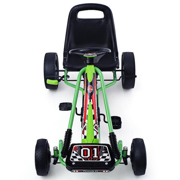 Costway Go Kart 4 Wheel 7.08 in. Pedal Powered Kids Car with