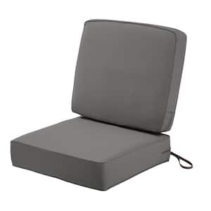 Montlake FadeSafe Water-Resistant Patio Cushion Set, 25 x 25 x 5 Inch (seat), 25 x 22 x 4 Inch (back), Light Charcoal