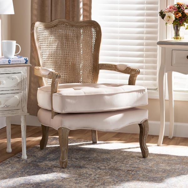 Vincent Beige Fabric Upholstered Accent Chair