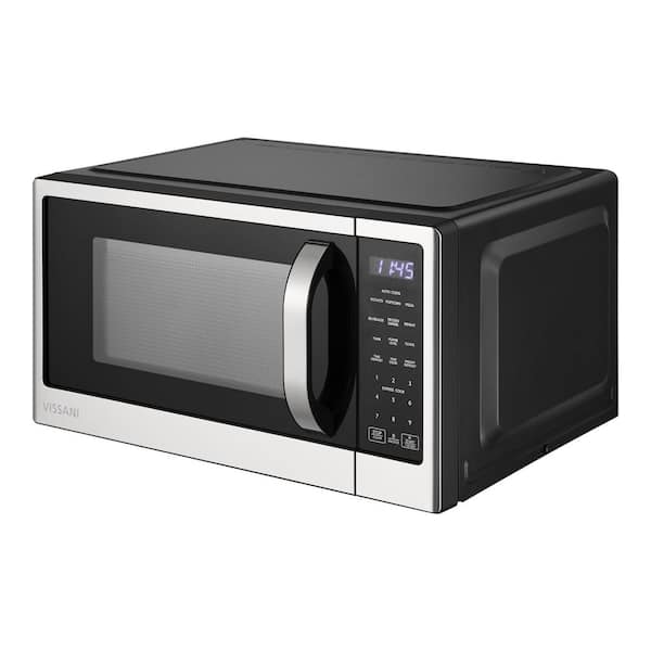 Vissani - 1.1 cu. ft. 1000-Watt Countertop Microwave Oven in Fingerprint Resistant Stainless Steel and Bar handle