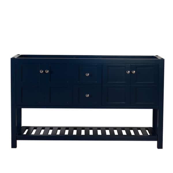 Unbranded Manhattan 60 in. W x 18 in. D Bath Vanity Cabinet Only in Dark Blue