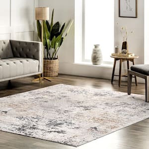 Danae Abstract Machine Washable Ivory 4 ft. x 6 ft. Area Rug