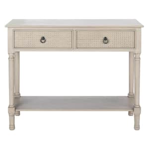 Haines 13 in. Greige Rectangle Wood Console Table with Drawer