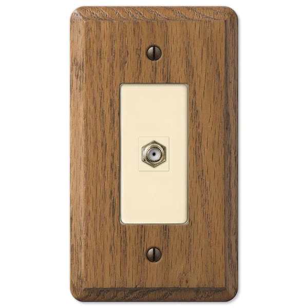 AMERELLE Contemporary 1 Gang Coax Wood Wall Plate - Medium Oak