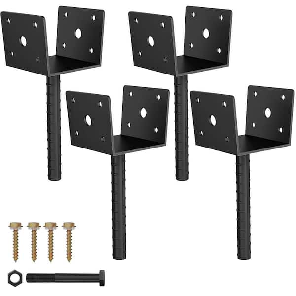 Insaga Decorative 4x4 Post Base Spike, Heavy Duty Fence Post Anchor Ground Spike For Mailbox Fence Post, Fence Stakes Post Support Base 23 X 3.7 X 3.7'' Outer Diameter (Inner