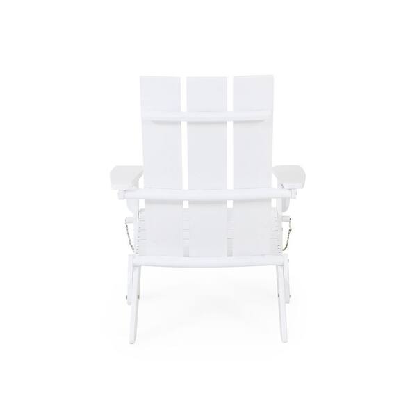 White Foldable Acacia Wood Outdoor Adirondack Chair with Rustic