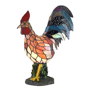 17 .5 in. Tall Morning Rooster Handmade Genuine Stained Glass Accent Lamp