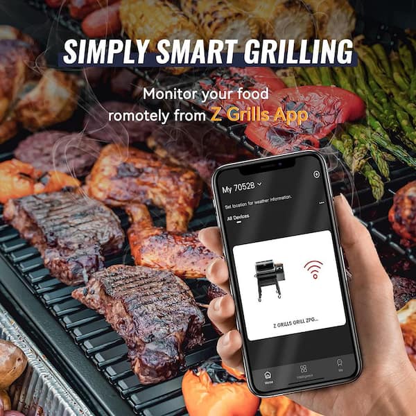 709 sq. in. Wi-Fi Smart Wood Pellet Grill and Smoker in Black with PID V2. 1