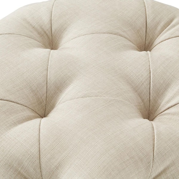 Inspired Home Genevieve Beige Cube Tufted Upholstered Linen