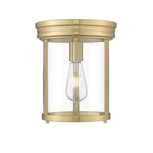 Thayer 9.25 in. Luxe Gold Integrated LED Flush Mount with Clear Glass Shade (1-Pack)
