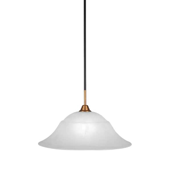 Unbranded Madison 100-Watt 1-Light Matte Black Shaded Pendant Light with 20 in. White Marble Glass Shade, No Bulb Included