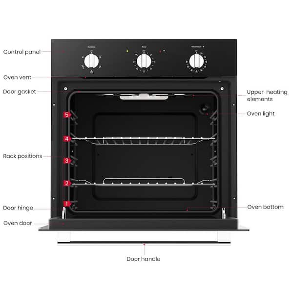 GASLAND 24 in. Built-In Single Electric Wall Oven in Black, CSA