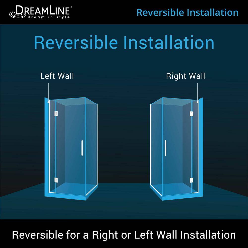 Clear Tempered Glass Frameless Hinged Shower Enclosure with Black Hardware