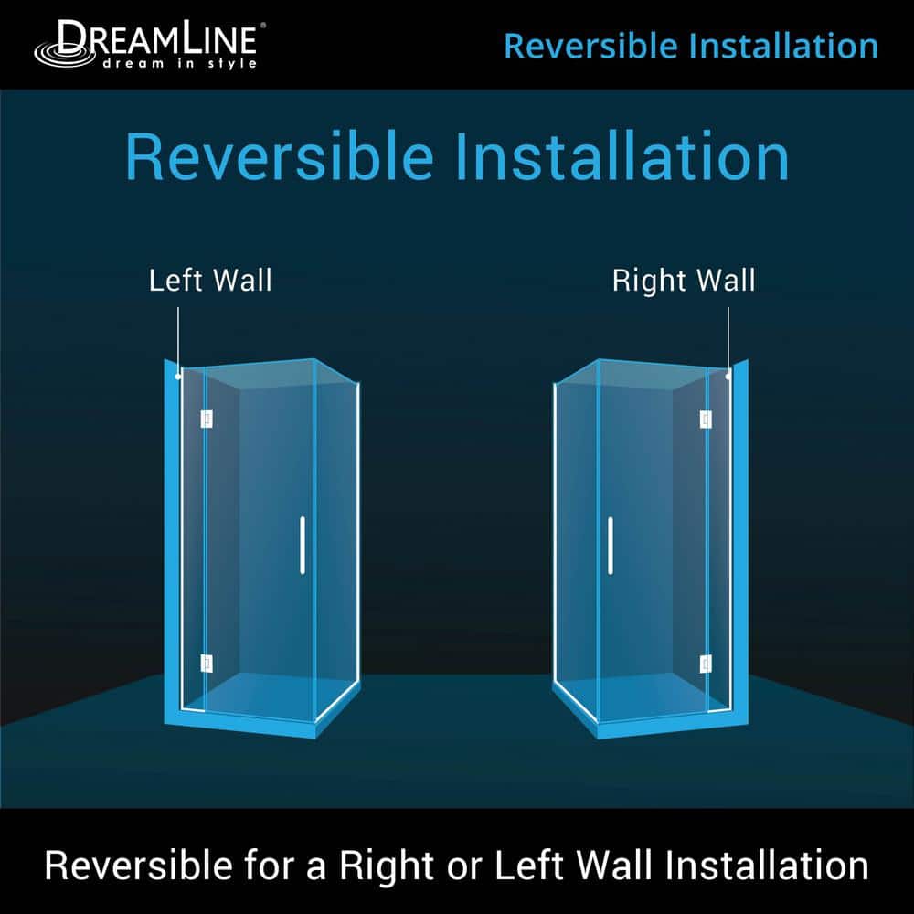 Clear Tempered Glass Frameless Hinged Shower Enclosure with Black Hardware