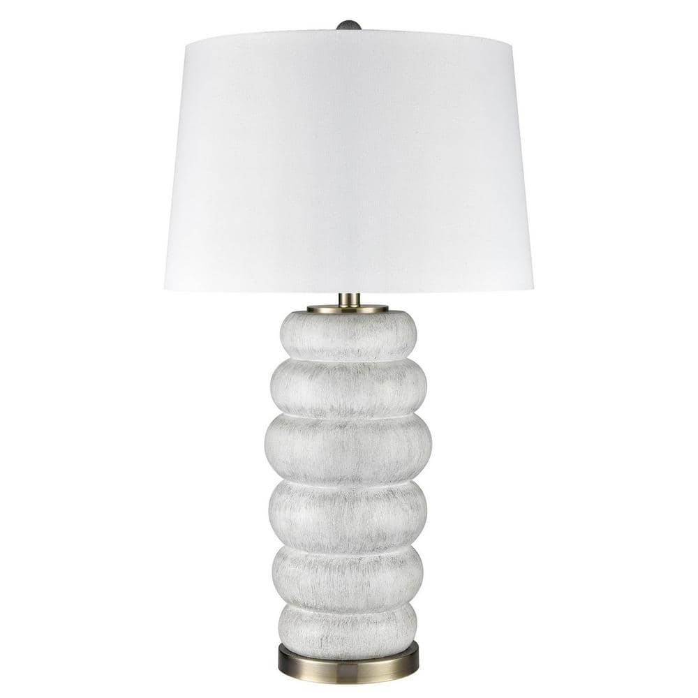 Lizzie 31 in. White Washed, Brushed Brass, White Gourd Task and Reading Table Lamp for Living Room w/White Linen Shade price history on PriceWatchPro