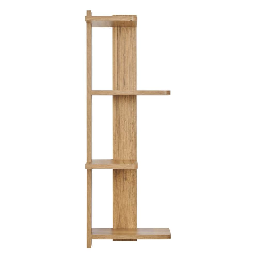 Chestnut 4-Tier Corner Floating Wood Wall Shelf