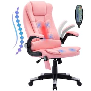 Big and Tall Executive Office Chair Pink with Adjustable Arms Vibration Massage