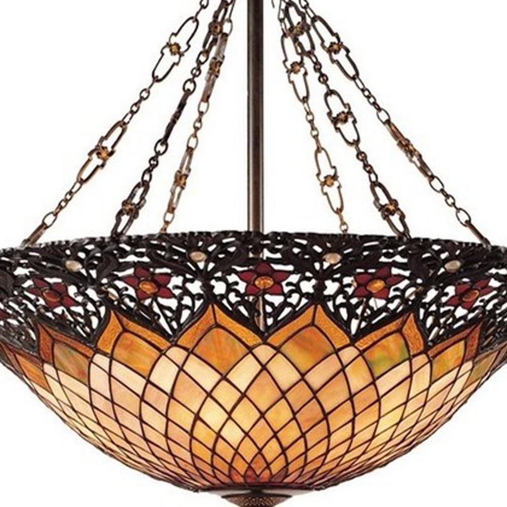 Adriana 32" Vintage Bronze Glass Bowl Pendant Light