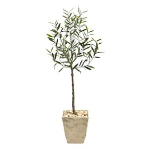 52in. Olive Artificial Tree in Country White Planter