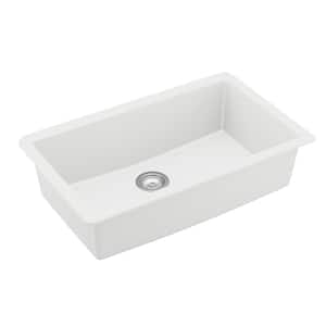 QU- 812 Quartz 32.5 in. Large Single Bowl Undermount Kitchen Sink in White