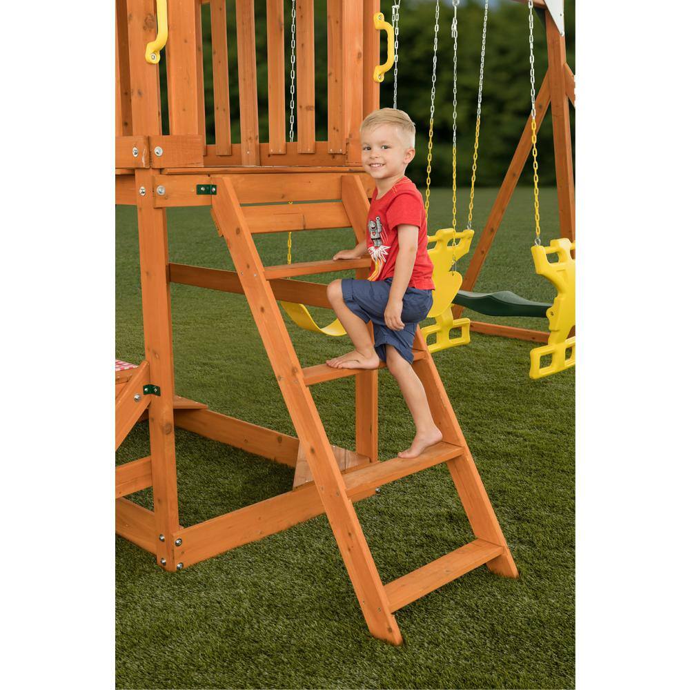 Sky View Cedar Backyard Playset with Swings and Slide
