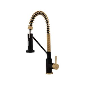 Monash Single Handle Pull-Down Sprayer Kitchen Faucet in Matte Black and Brushed Brass
