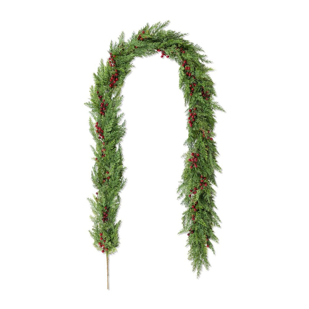 9 ft. Christmas PreLit Greenery PE Dripping Cedar Garland with Red Berries price history on PriceWatchPro