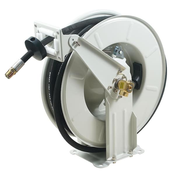 SVOPES Fuel Hose Reel 1/4 in. x 4.16 ft. Retractable Grease Hose, Spring Driven Auto Swivel Rewind, Carbon Steel Construction