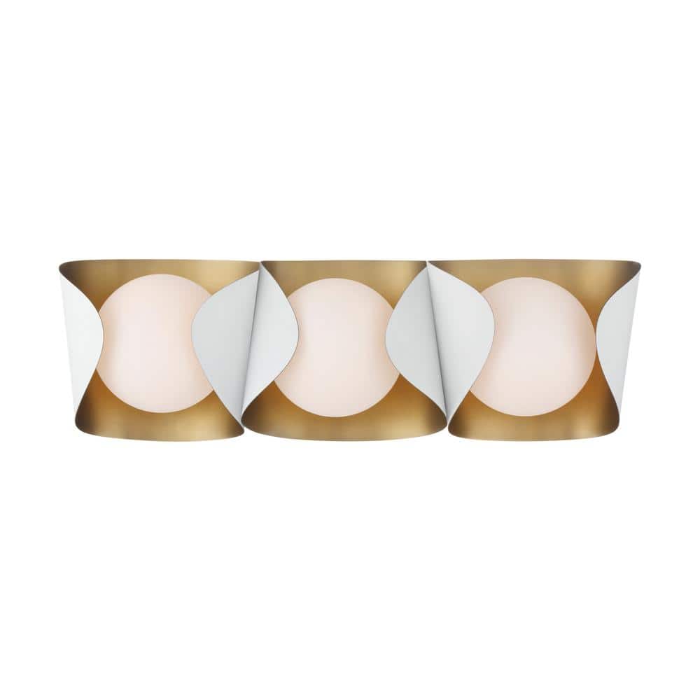 Flare 24 in. 3-Light Dark Matte Black and Legacy Brass Vanity Light with Etched Opal Glass Shades price history on PriceWatchPro