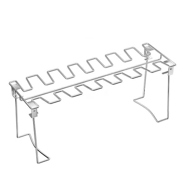 14-Slot Stainless Steel Chicken Leg Wing Rack Roaster Stand with Drip Tray for Grill Smoker or Oven, 1 Piece