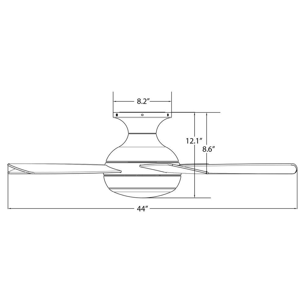 Matte Black 44" Smart Flush Mount Ceiling Fan with LED Light