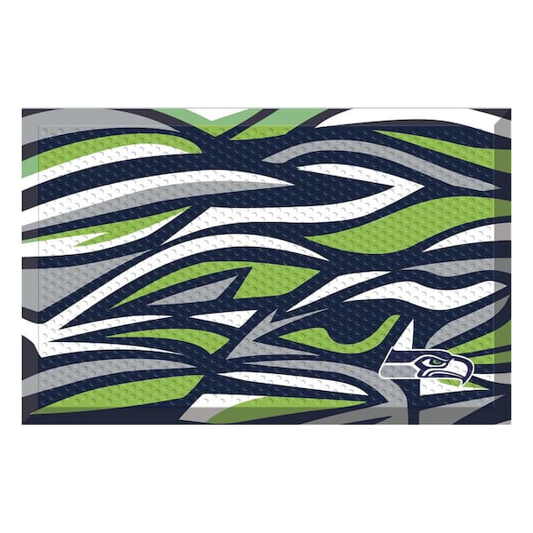 FANMATS Seattle Seahawks XFIT Design 19 in. x 30 in. Rubber Scraper Door Mat