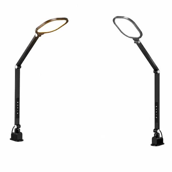 LED Clamp-On Desk Lamp 2-Pack, 1200 lm Dimmable Swing Arm Ring Light with Timer and Memory Eye-Care Light