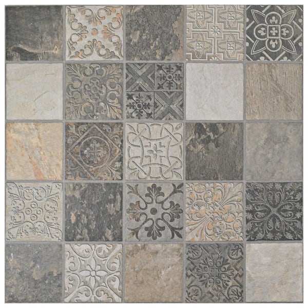 Merola Tile Deco Calzada Ardesia 9 in. x 9 in. Porcelain Floor and Wall Take Home Tile Sample
