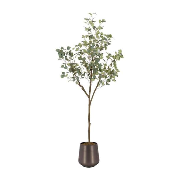 Eudora 6 ft. Artificial Eucalyptus Tree in Dark Silver Metal Pot