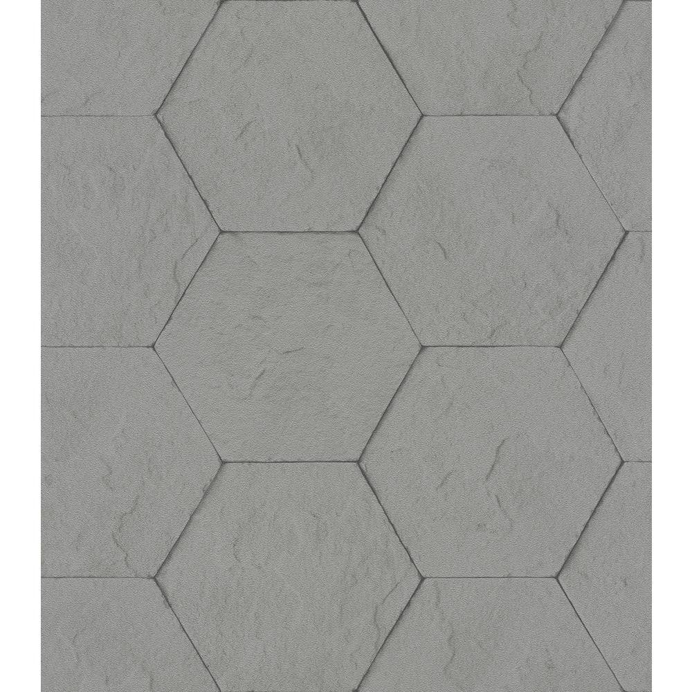 57.8 sq. ft.Bascom Dark Grey Stone Hexagon Strippable Wallpaper Covers
