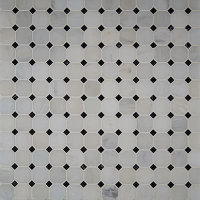 Greecian White Octagon 12 in. x 12 in. x 10 mm Honed Marble Mosaic Tile (1 sq. ft.)