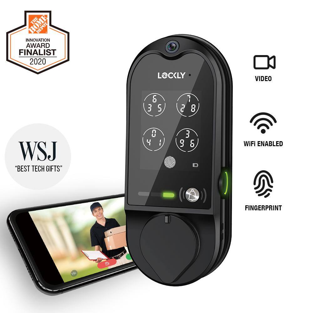 Lockly Vision Matte Black Deadbolt with Video Doorbell Smart Lock