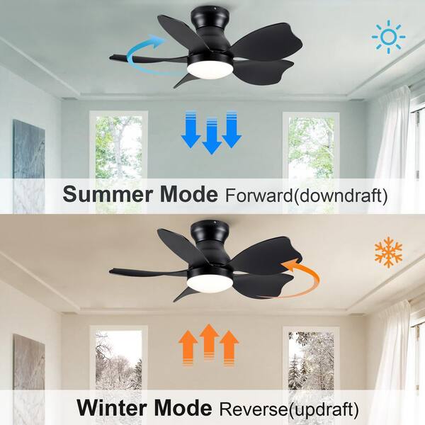 Modland Light Pro 30 in. LED Blade Span 7 in. Indoor Black Smart Ceiling Fan with Remote Control for Small Children Room