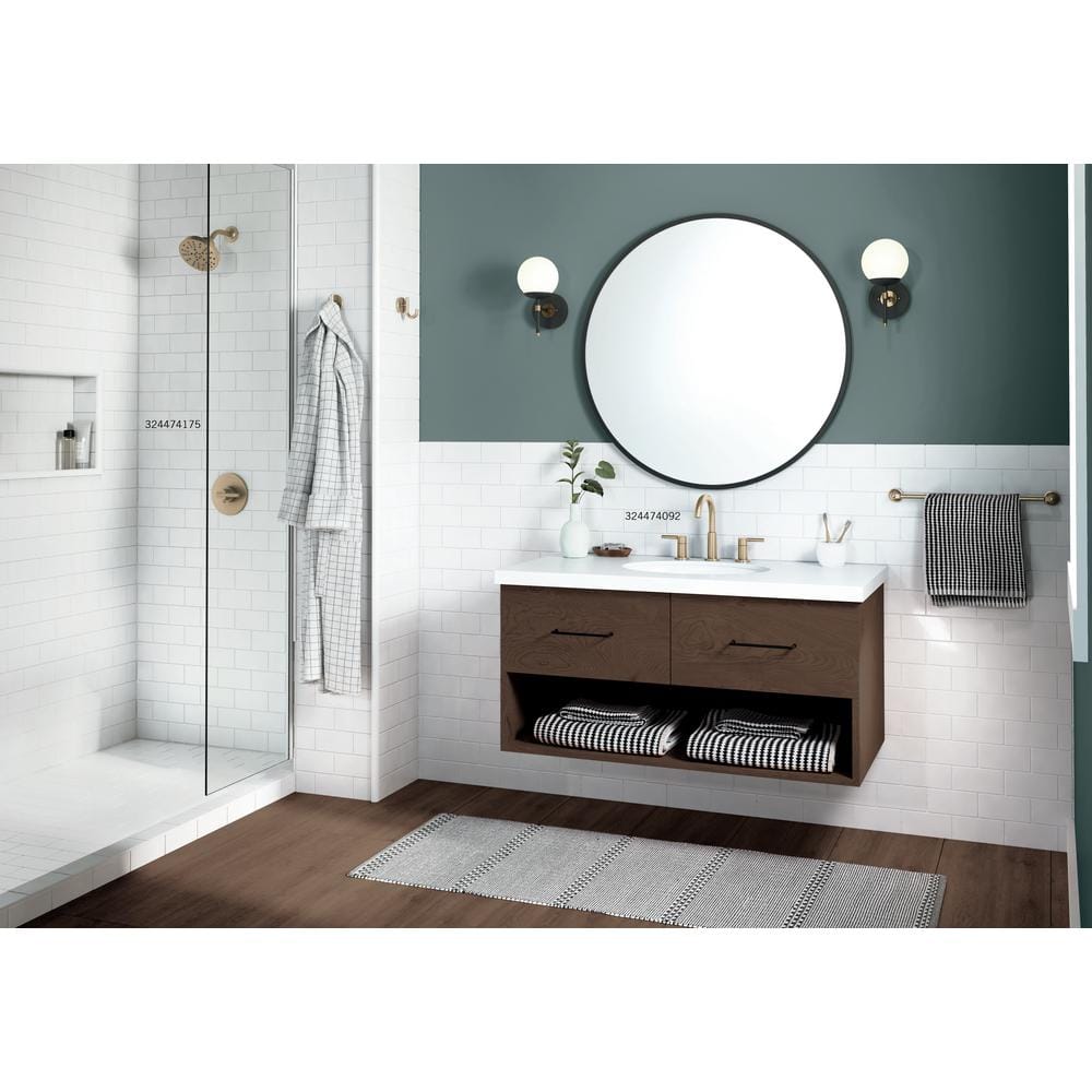 Champagne Bronze Widespread Bathroom Faucet with Drain Assembly