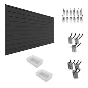 96 in. H x 48 in. W . (32 sq. ft.) Slatwall Panel Set Charcoal Organizer Bundle (1-Panel Pack, 20-Accessory Pack)