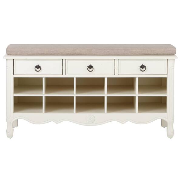 Home Decorators Collection Keys 20 in. H Ivory Shoe Storage Cabinet